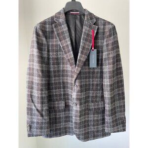 Tommy Hilfiger Modern Fit Plaid Wool Sport Coat Grey 40L